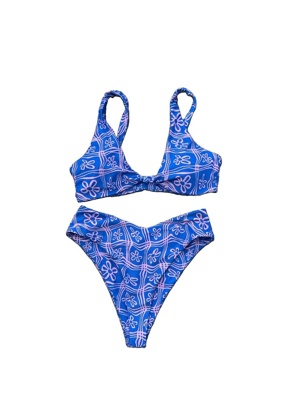 Bikini | Women’s | Medium | High Rise | Blue, Purple, Flowers